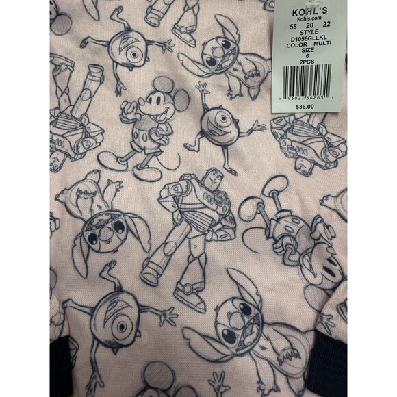 Disney  Girl’s Character 100 2-Piece Pajama Set Size 6 Soft & Cuddly - Picture 6 of 6